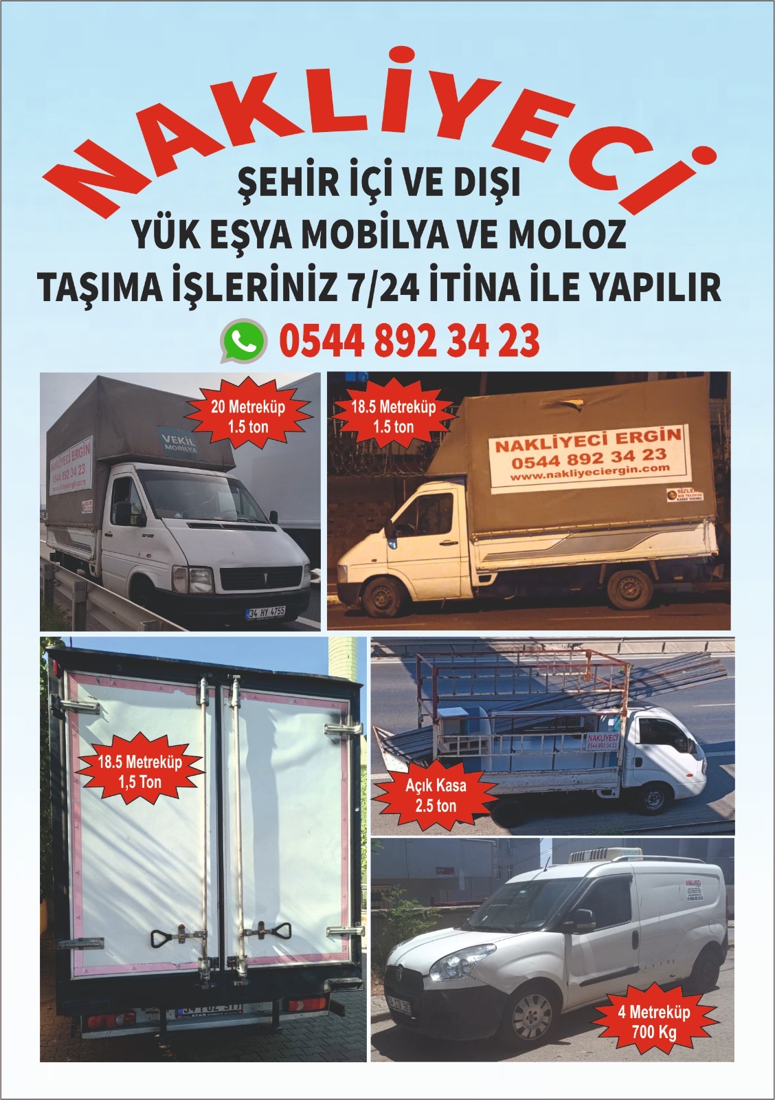 Nakliyeci Ergin Detaylı Fiyat Listesi